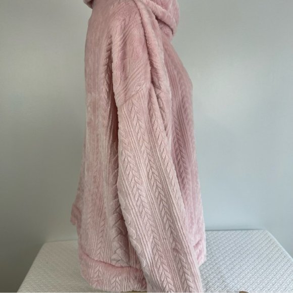 La Vie en Rose Plush Cable Knit Cowl Turtle Neck Pull Over Long Sleeve Sweater L - Picture 5 of 9